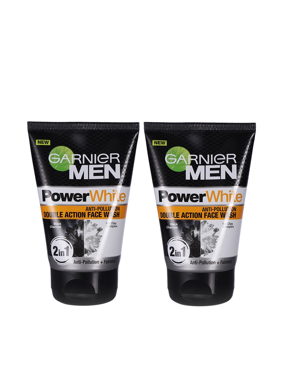 

Garnier Men Pack of 2 Power White Anti-Pollution Double Action Face Wash, Black