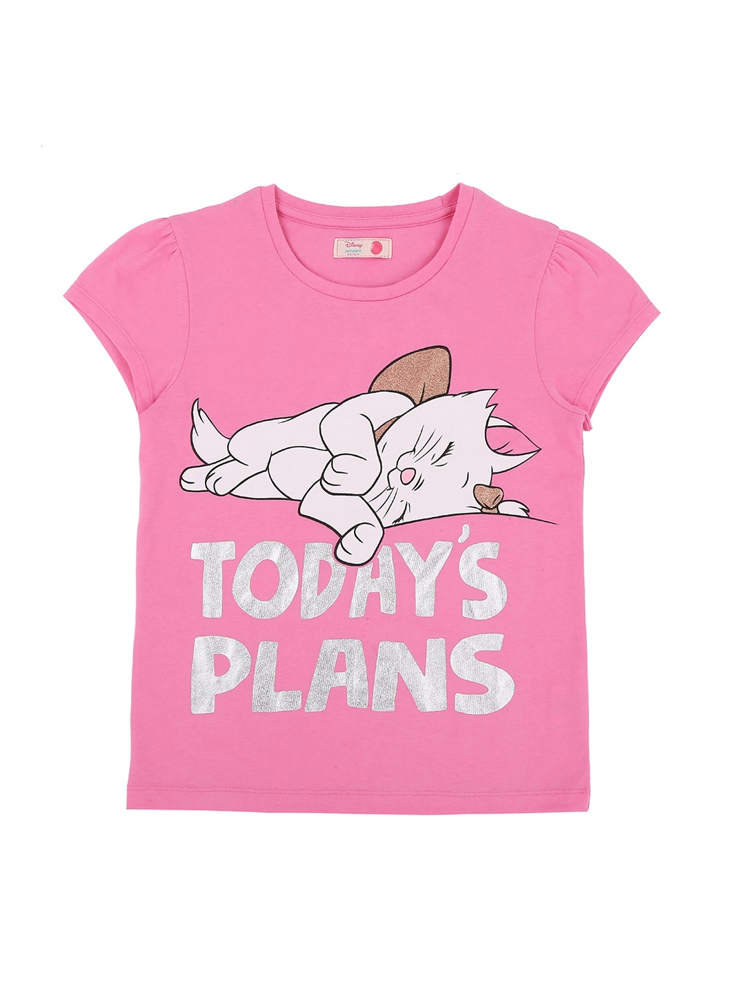 

Pantaloons Junior Girls Pink & White Printed T-shirt with Pyjamas