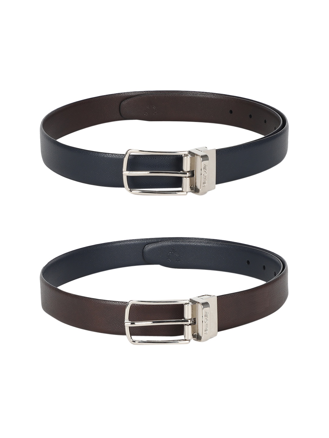 

Allen Solly Men Navy Blue & Brown Reversible Leather Textured Belt