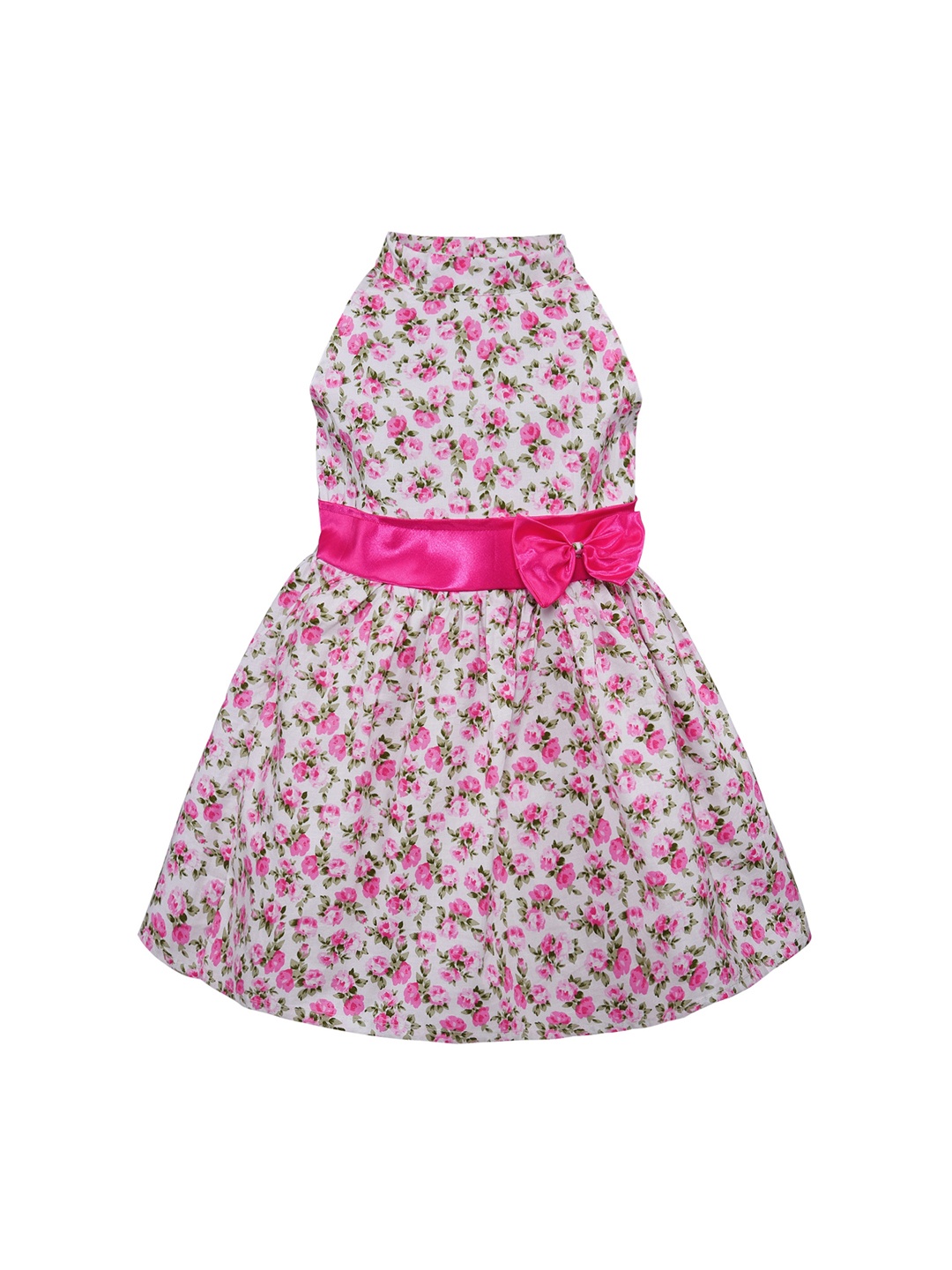 

Wish Karo Girls Pink & White Printed Fit and Flare Dress