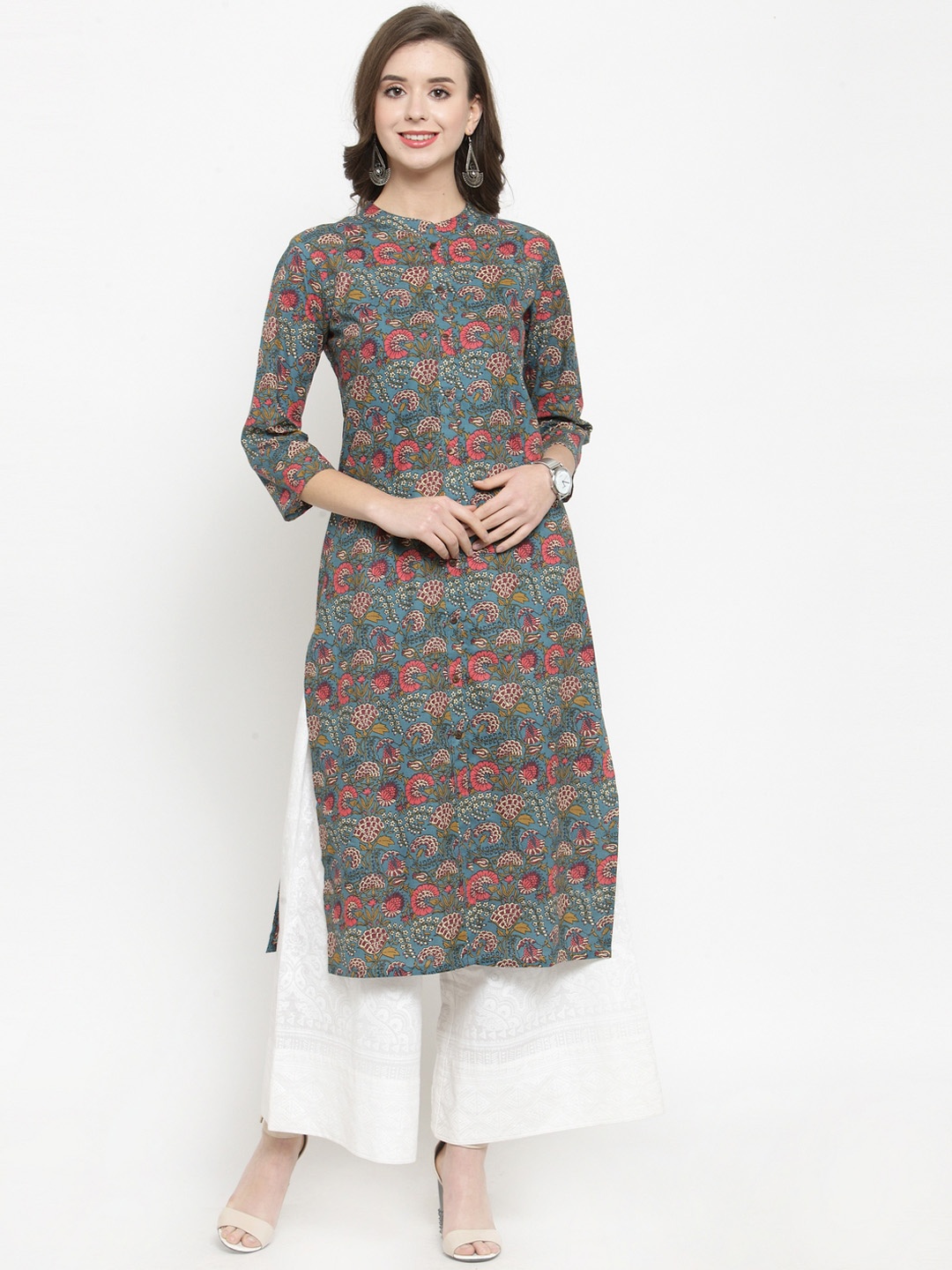 

Varanga Women Multicolor Floral Print Kurta With Palazzos, Multi
