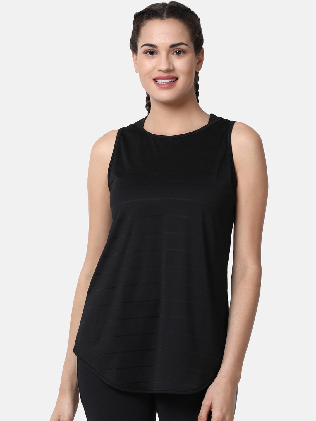 

Enamor Women Athleisure Black Relaxed Fit Workout Tank Top