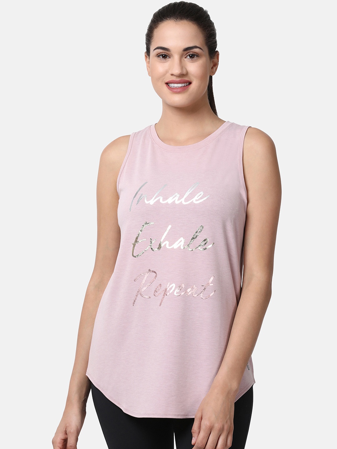 

Enamor Women Athleisure Lavender Printed Relaxed Fit Swing Tank Top