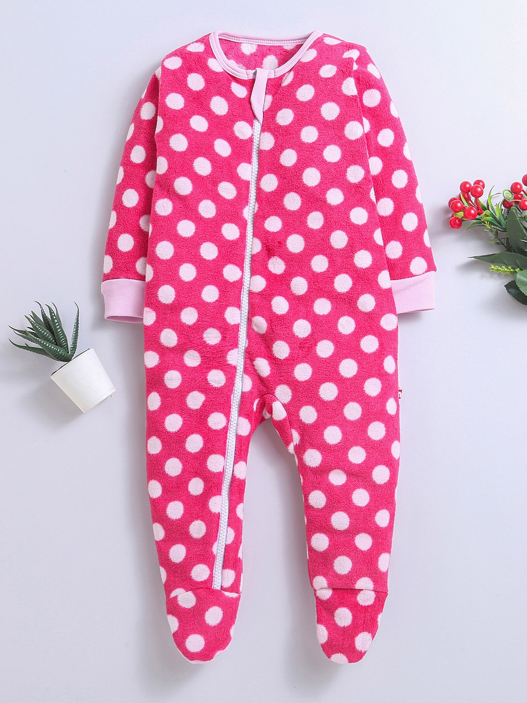 

Nino Bambino Infant Boys Fuchsia & White Organic Cotton Printed Sleepsuit