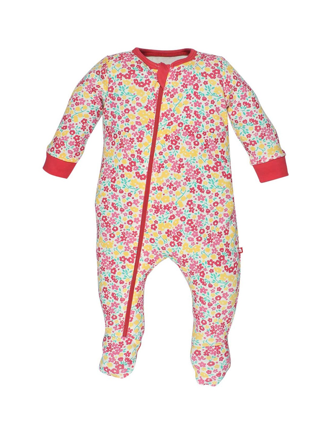 

Nino Bambino Infant Boys Pink & Yellow Organic Cotton Floral Printed Sleepsuit