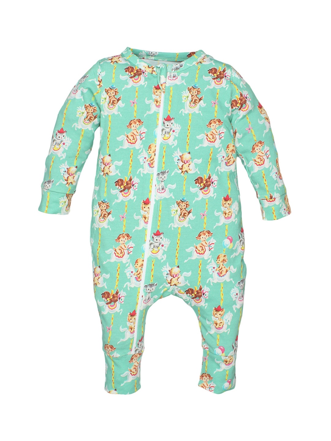 

Nino Bambino Infant Boys Green & Yellow Printed Organic Cotton Sleepsuit