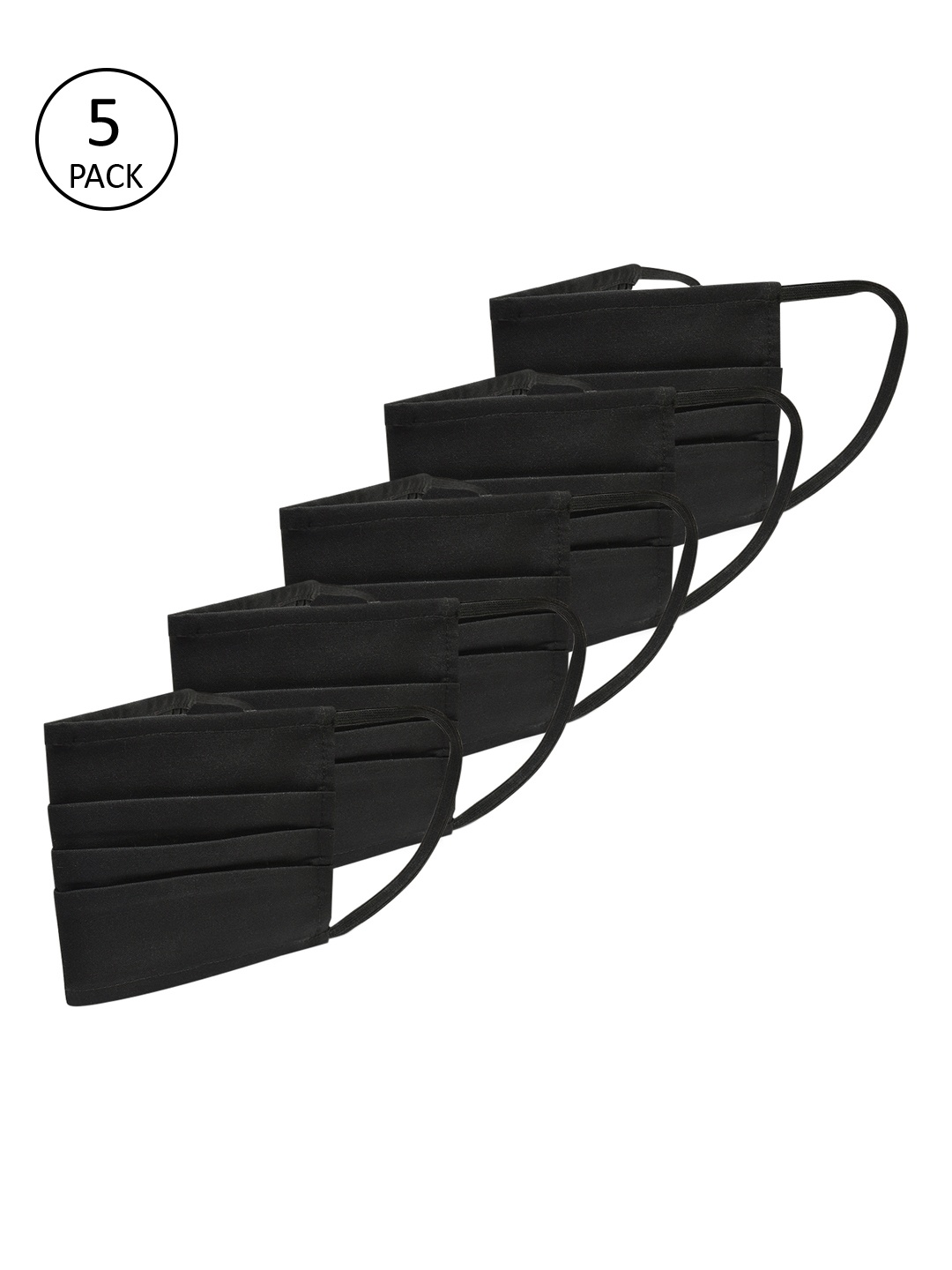 

FableStreet Unisex Pack of 5 Black 2-Ply Sterilised Cotton Reusable Masks