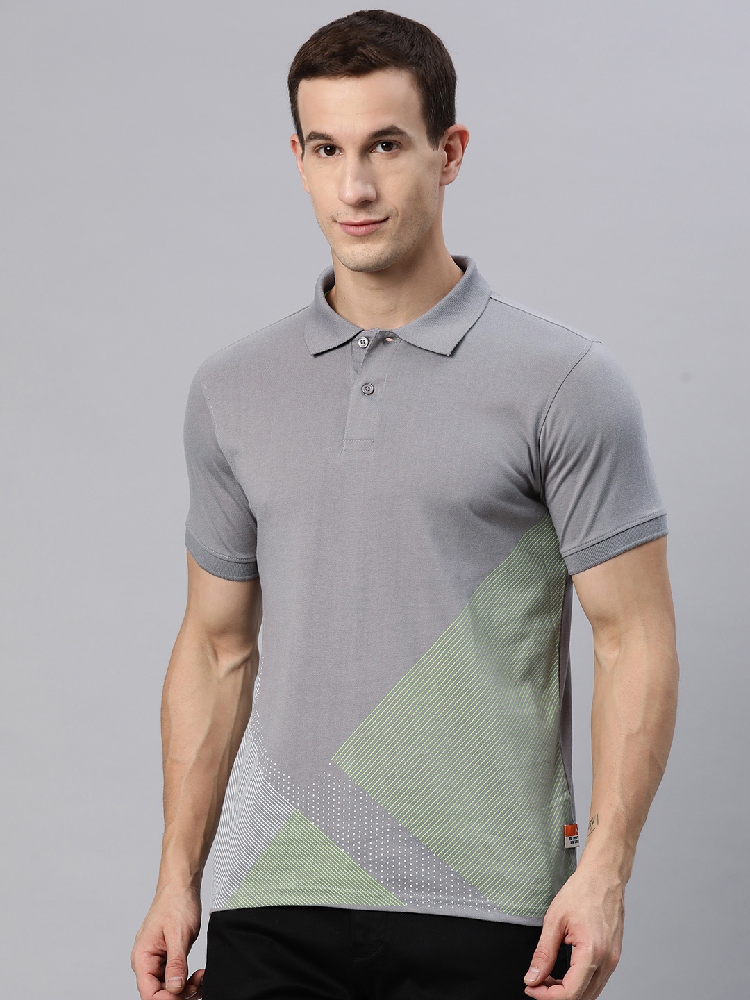 

M7 by Metronaut Striped Polo Collar T-shirt, Grey