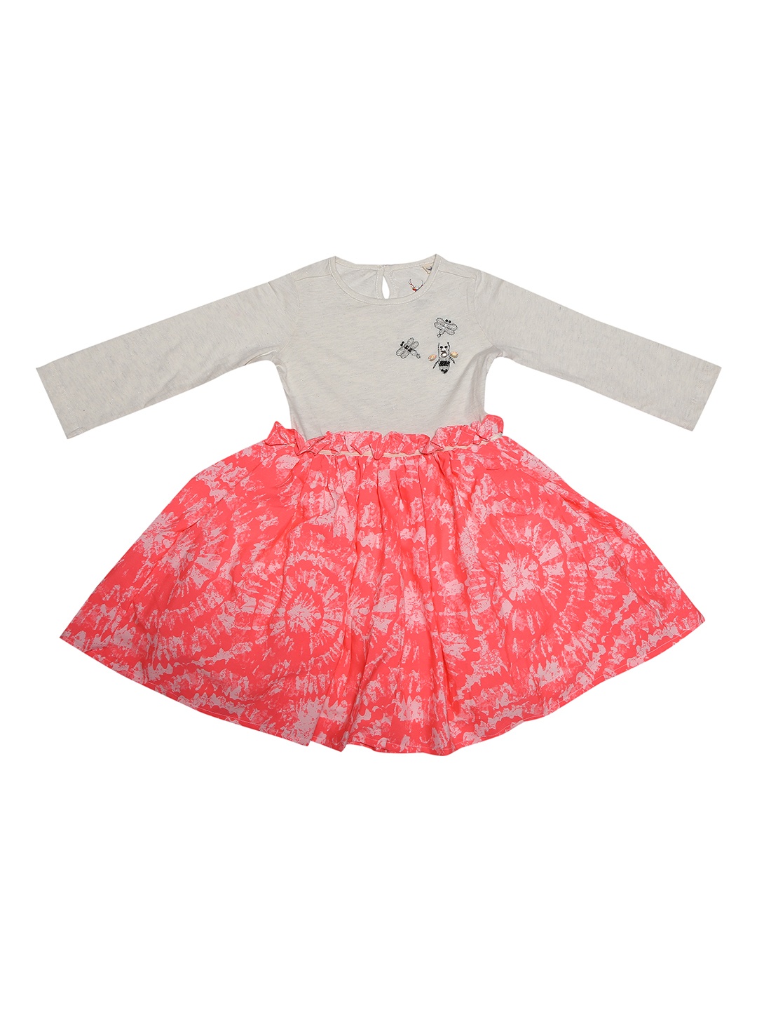 

Allen Solly Junior Girls White & Coral Tie & Dye Fit and Flare Dress