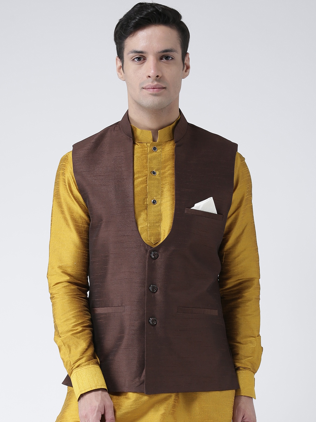 

Deyann Men Brown Solid Nehru Jacket