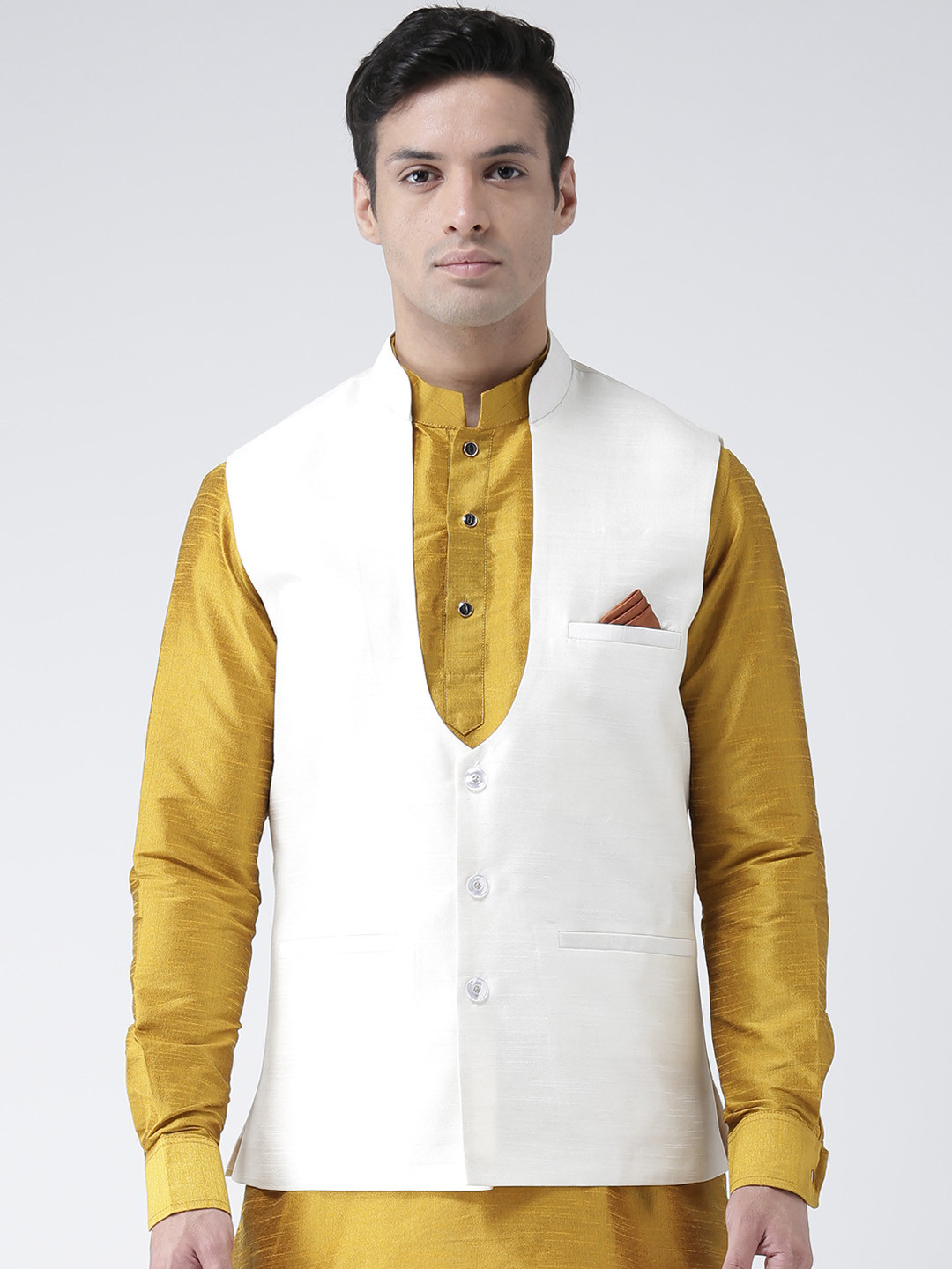 

Deyann Men White Solid Nehru Jacket