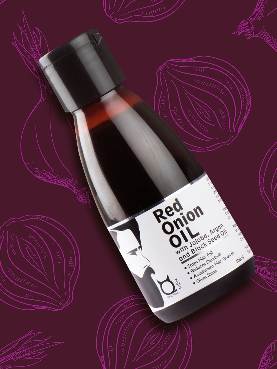 

Qraa Men Red Onion Oil for Hair enriched with Jojoba, Argan & Mustard Oil 100ml, Black