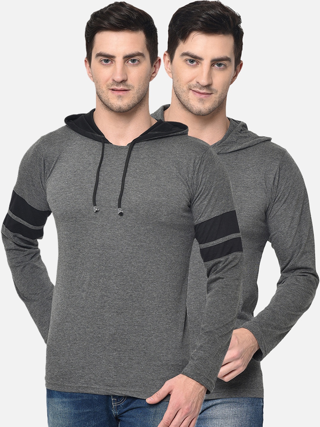 

MACK JONNEY Men Pack Of 2 Hooded T-shirts, Grey