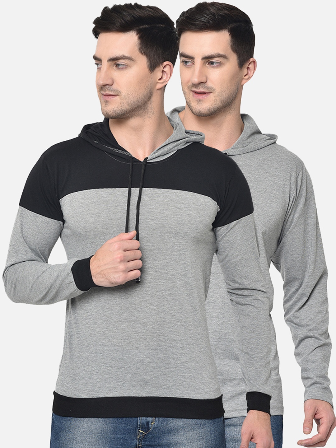 

VIMAL JONNEY Men Pack of 2 Hood T-shirts, Grey