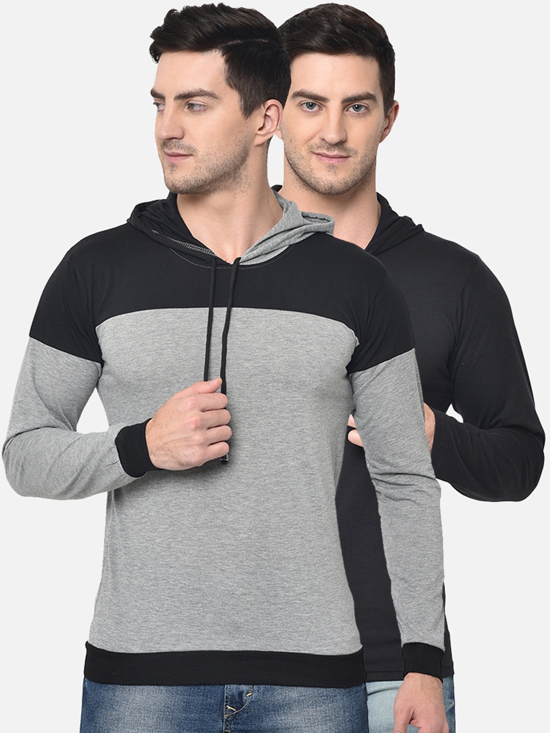 

VIMAL JONNEY Men Pack Of 2 Hooded T-shirts, Black