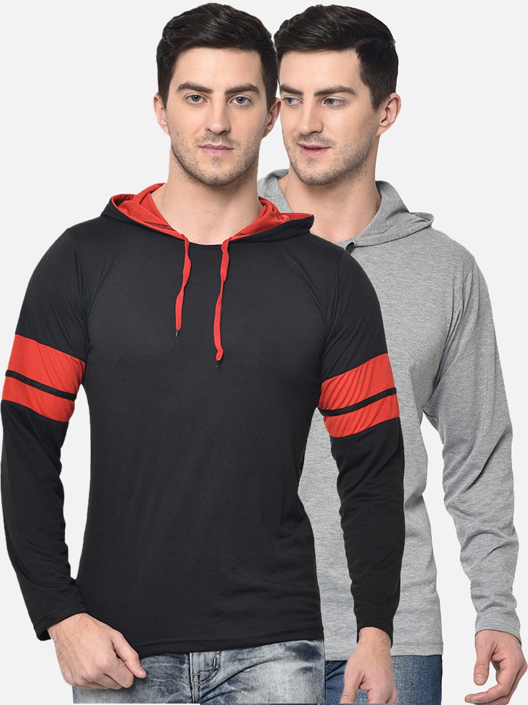 

MACK JONNEY Men Pack Of 2 Hooded T-shirts, Black