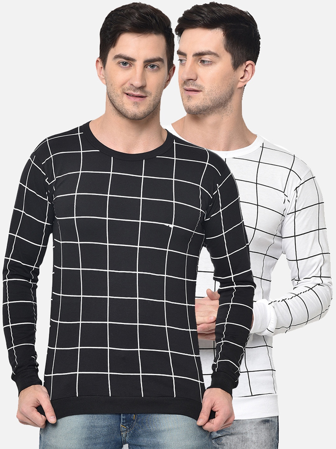 

VIMAL JONNEY Men Pack Of 2 Round Neck T-shirt, Black