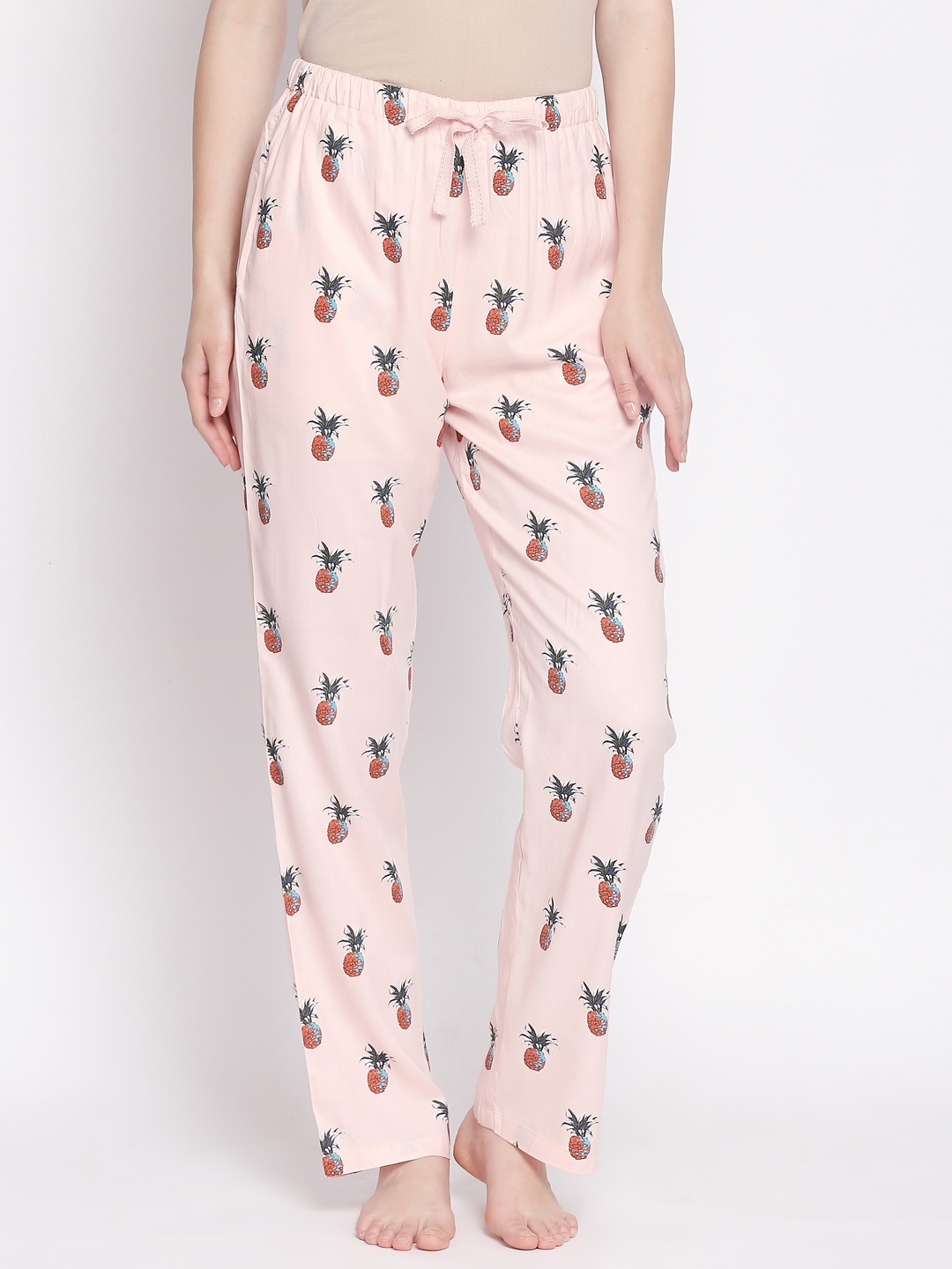 

Dreamz by Pantaloons Women Coral Pink Printed Lounge Pants