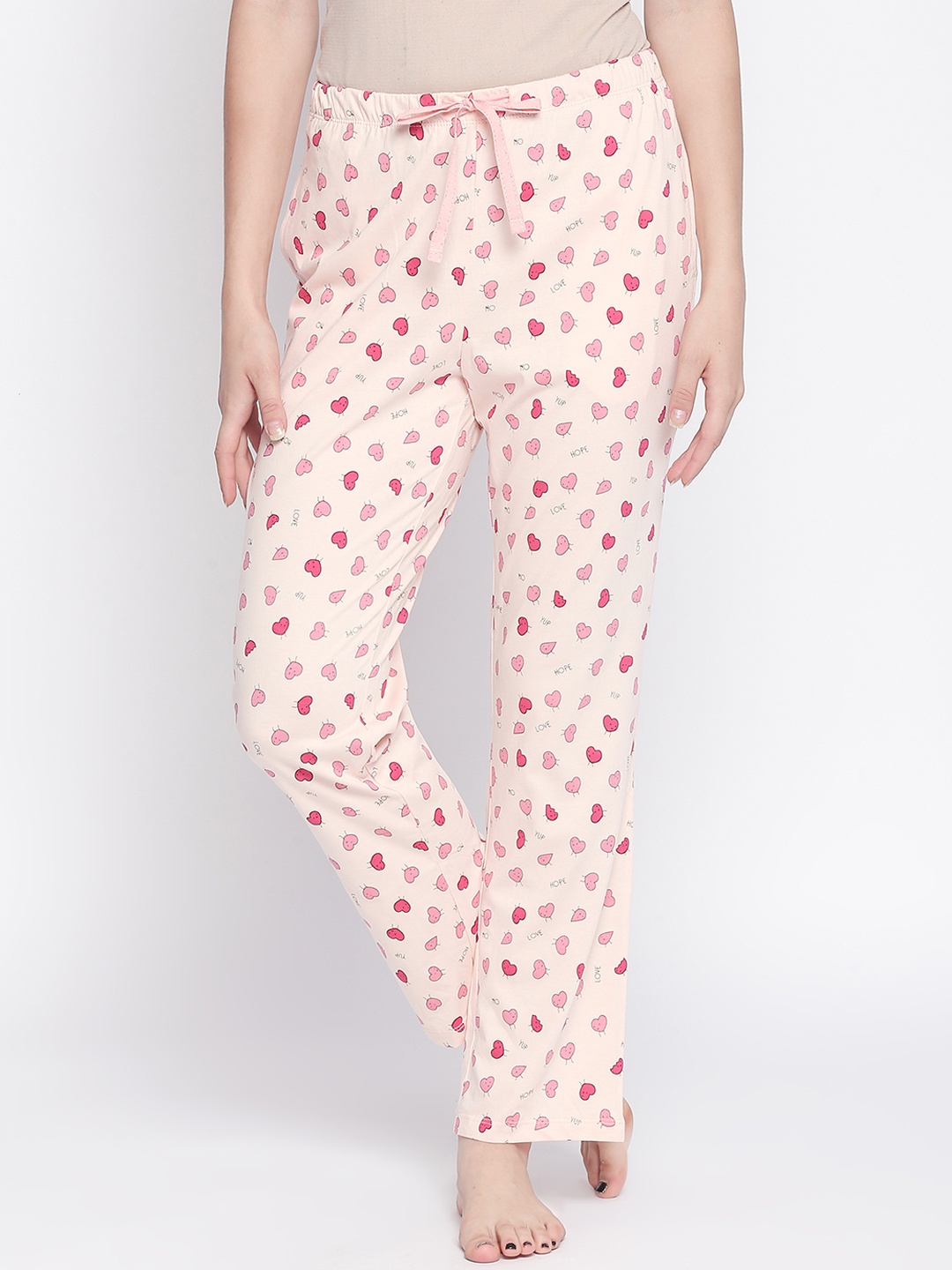 

Dreamz by Pantaloons Women Peach-Coloured Printed Lounge Pants