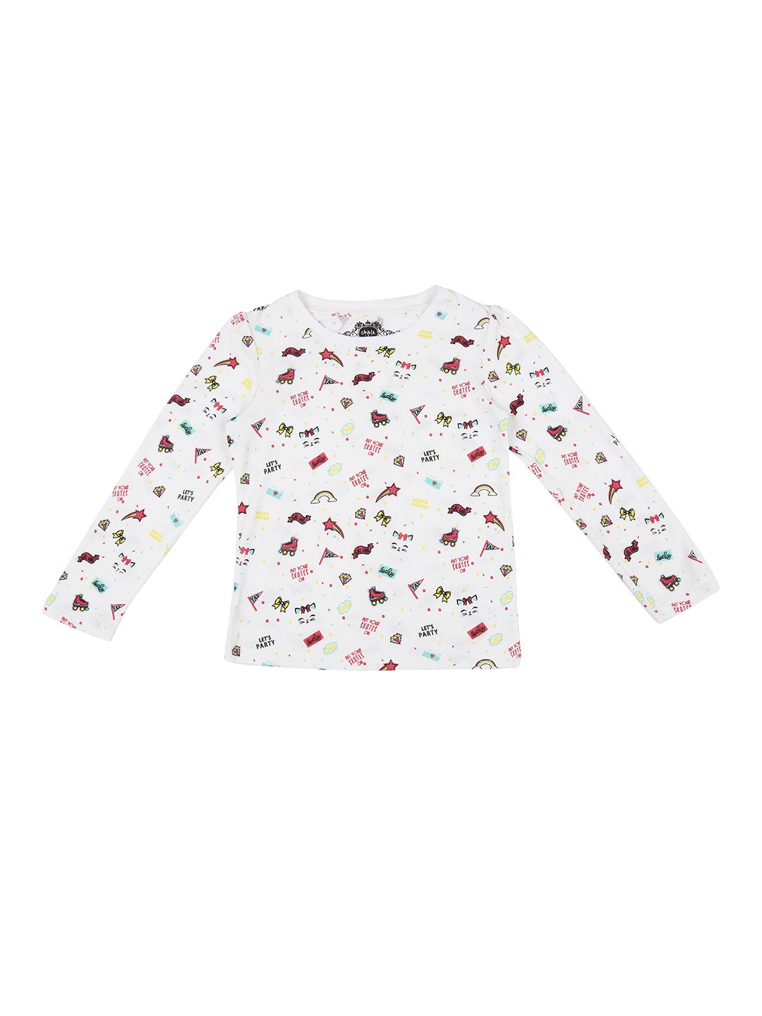 

CHALK by Pantaloons Girls White Printed Pure Cotton Top