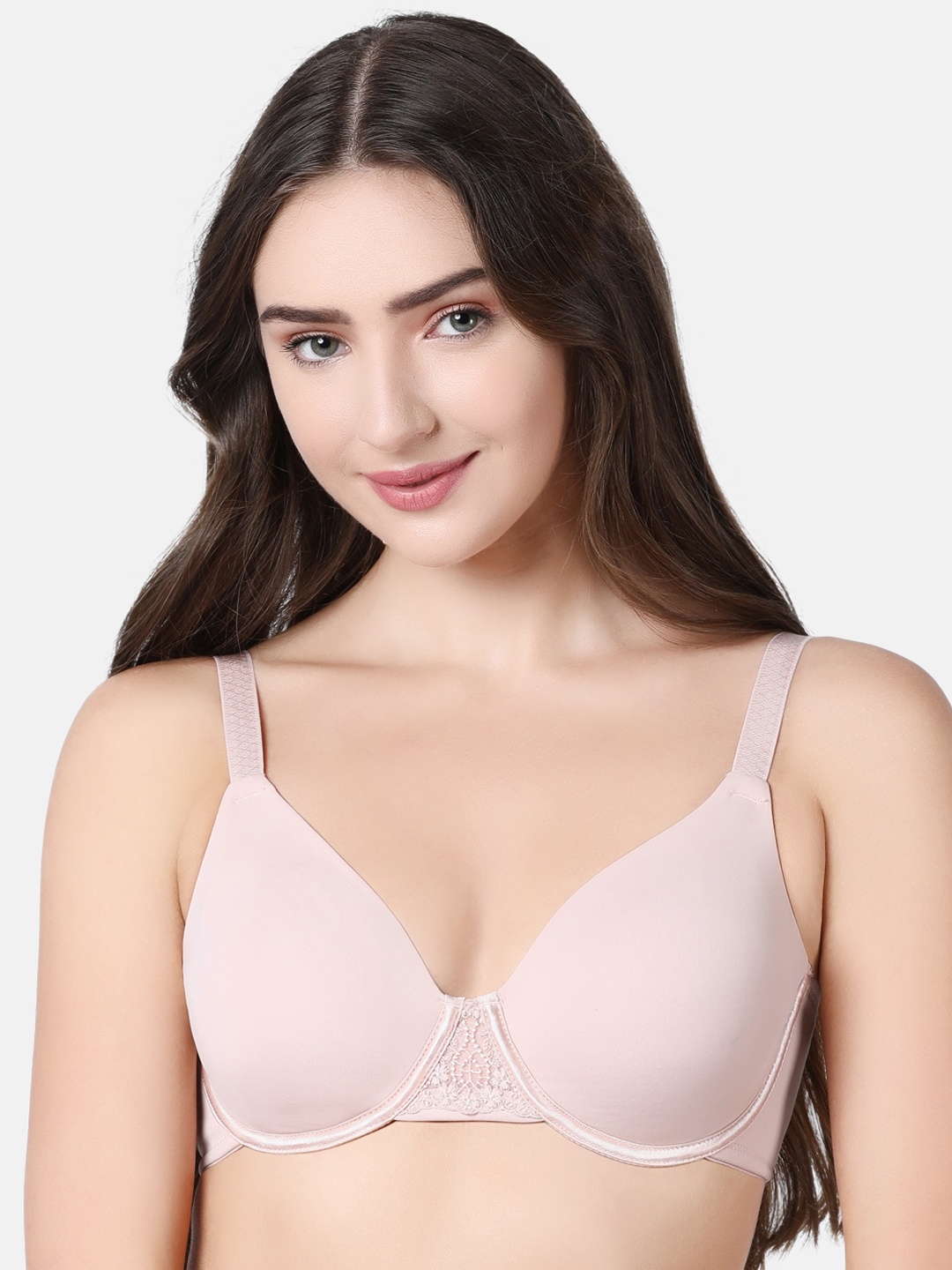 

Enamor Beige Solid Underwired Non Padded Minimizer Bra F039