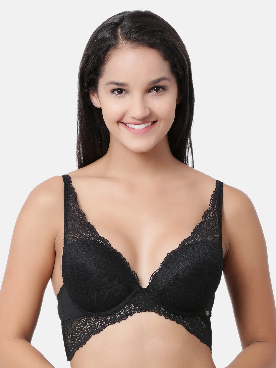 

Enamor Black Self Design Underwired Lightly Padded Push-Up Bra F091