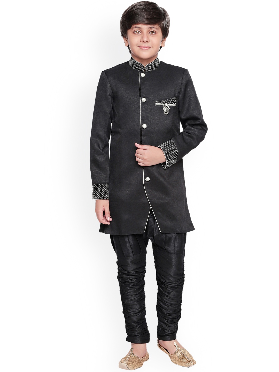 

Jeetethnics Boys Black Embroidered Kurta with Pyjamas