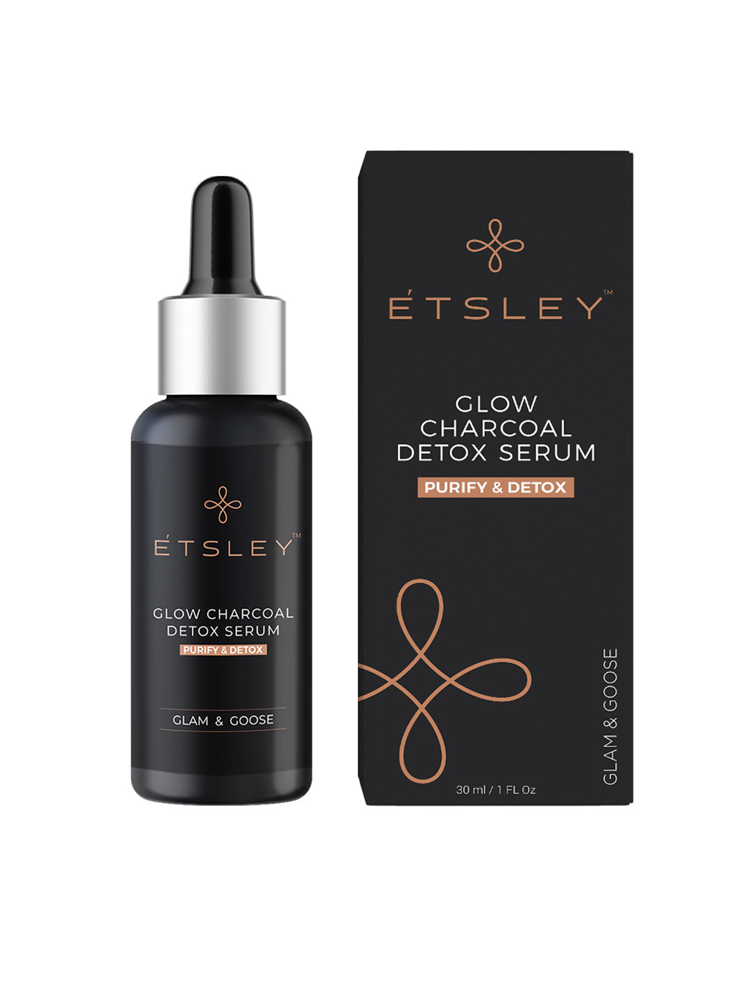 

ETSLEY Glow Charcoal Detox Serum Purify & Detox Serum, Black