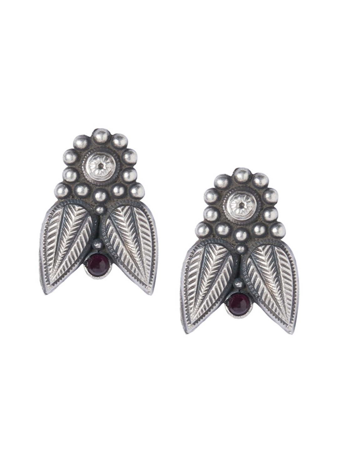 

ahilya Silver-Toned Floral Studs