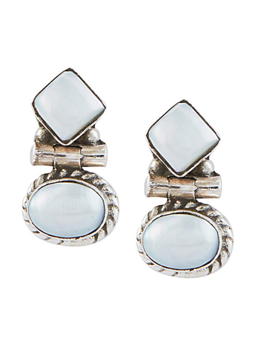 

ahilya Silver-Toned 92.5 Sterling Silver Contemporary Drop Earrings