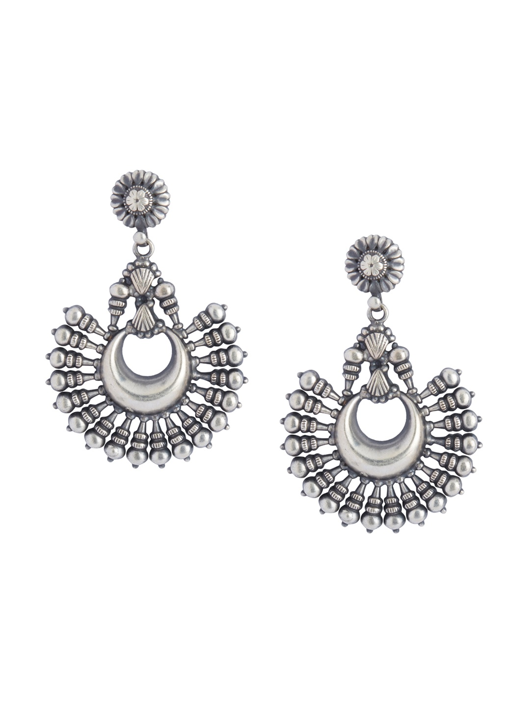 

ahilya Silver-Toned 92.5 Sterling Silver Crescent Shaped Chandbalis