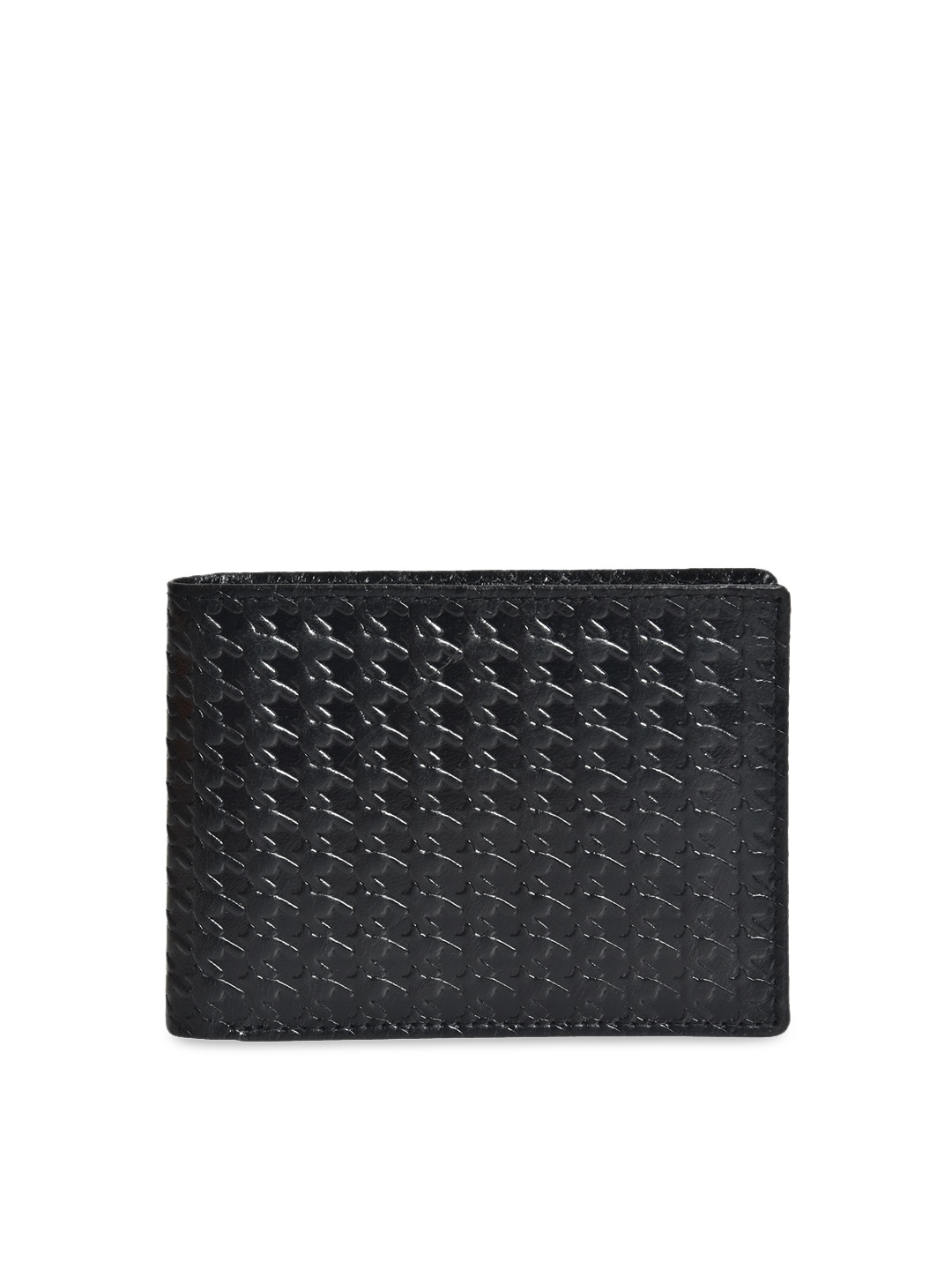 

Peseta Men Black Textured Leather Two Fold Wallet