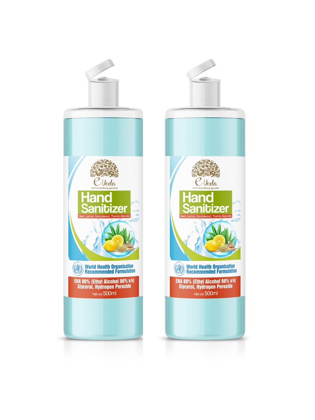 

e veda Pack of 2 Neem & Aloe Vera Hand Sanitizers, White
