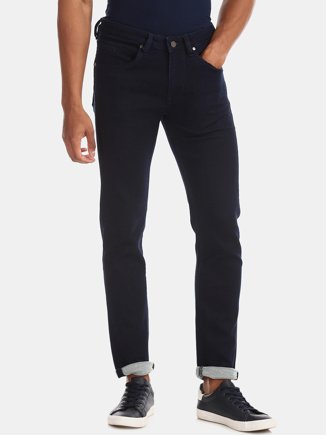 

Flying Machine Men Blue Skinny Fit Mid-Rise Clean Look Stretchable Jeans