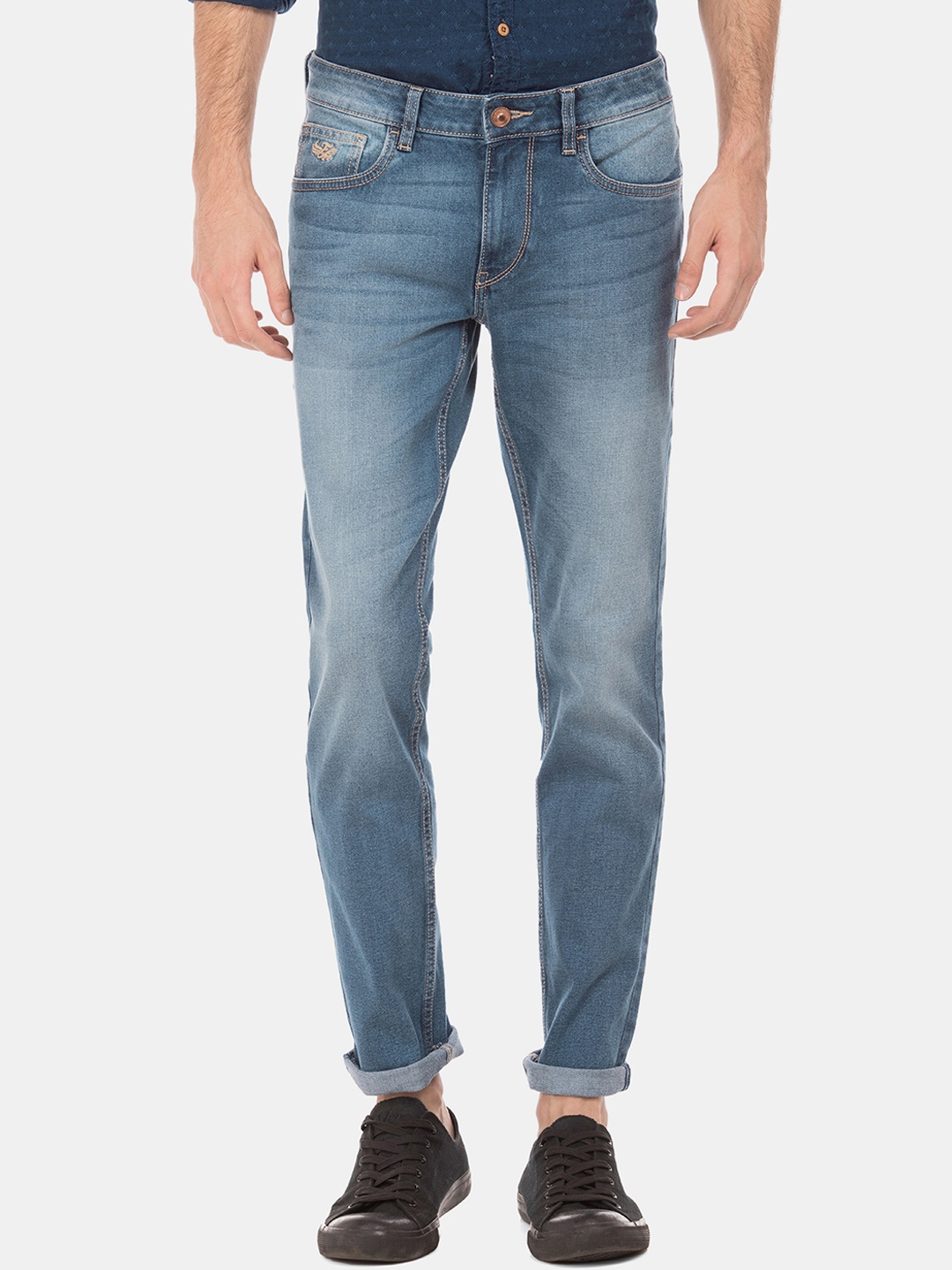 

Flying Machine Men Blue Straight Fit Mid-Rise Clean Look Stretchable Jeans