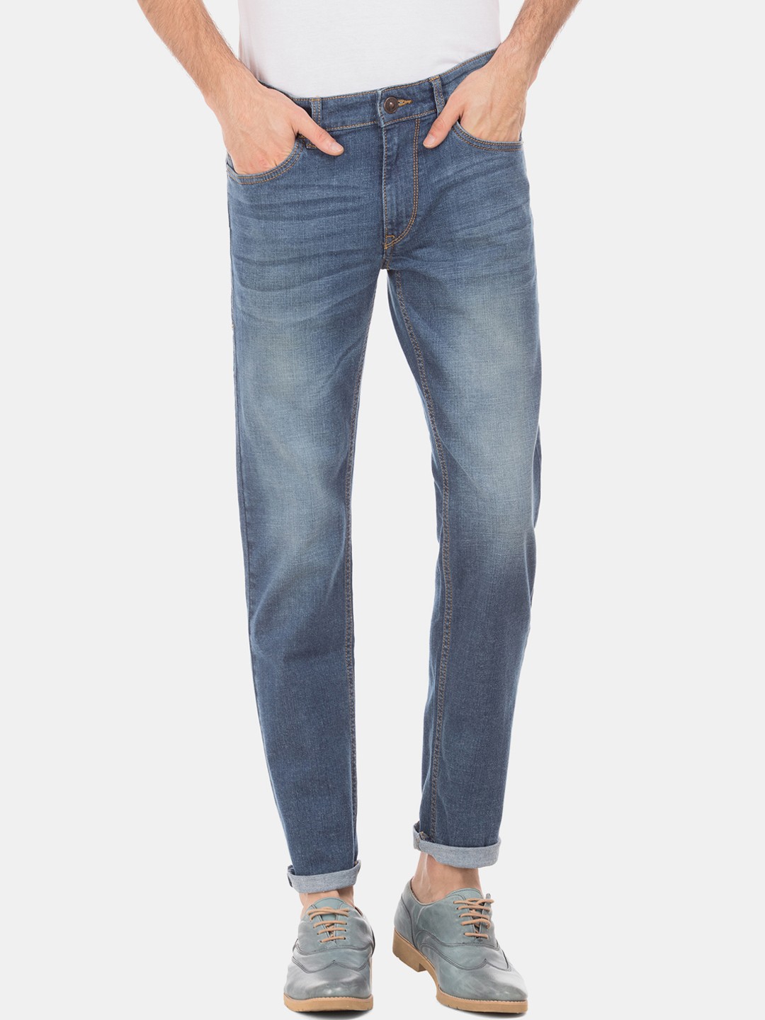 

Flying Machine Men Blue Tapered Fit Mid-Rise Clean Look Stretchable Jeans