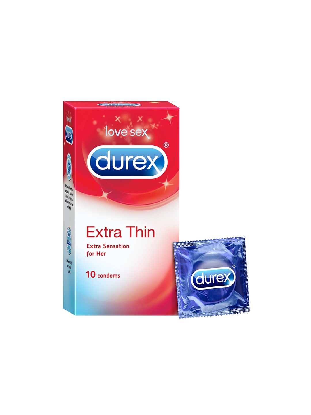 

Durex Pack of 10 Extra Thin Lubricated Condoms, Red