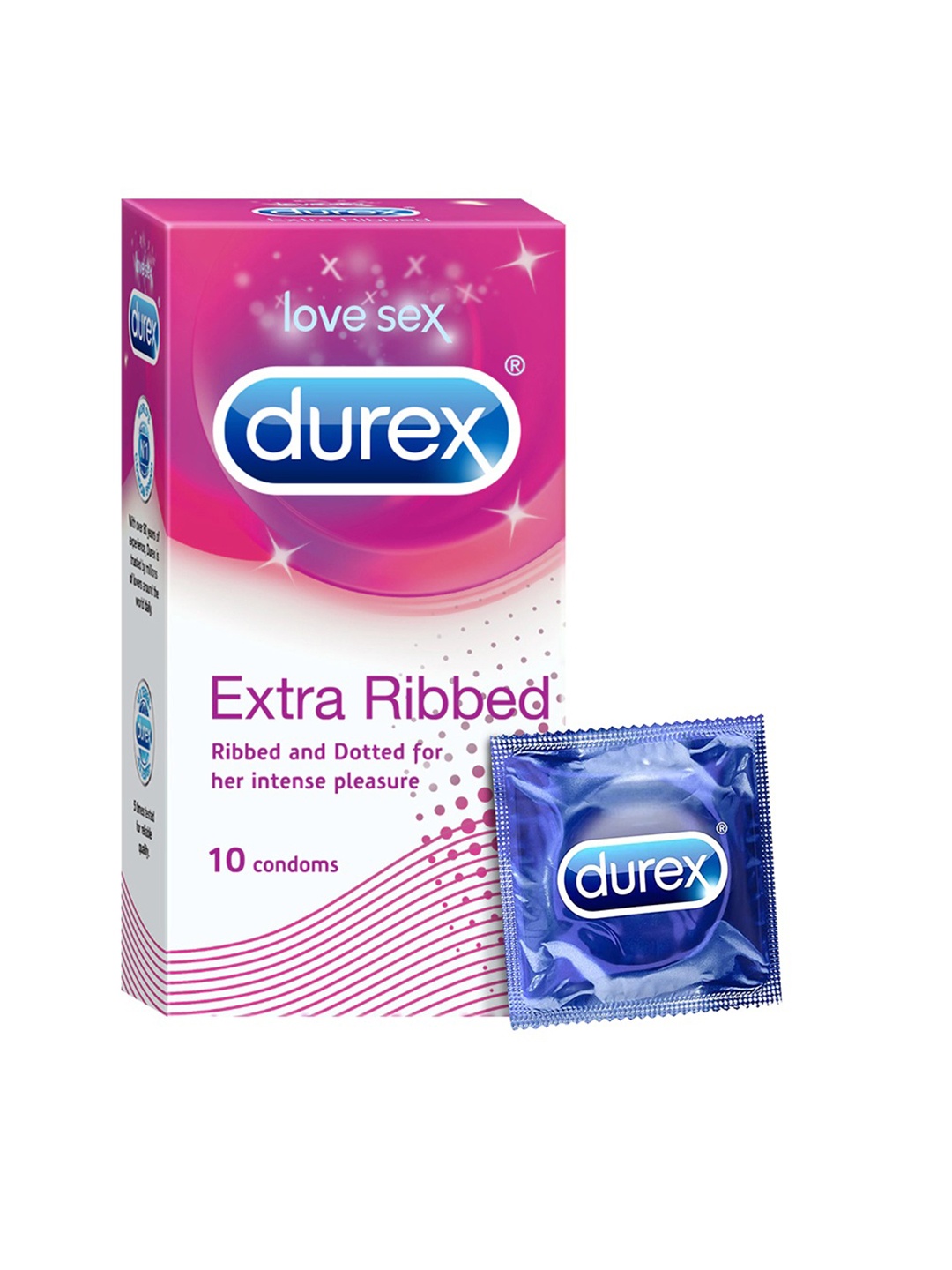 

Durex Pack of 10 Extra Ribbed Condoms, Purple