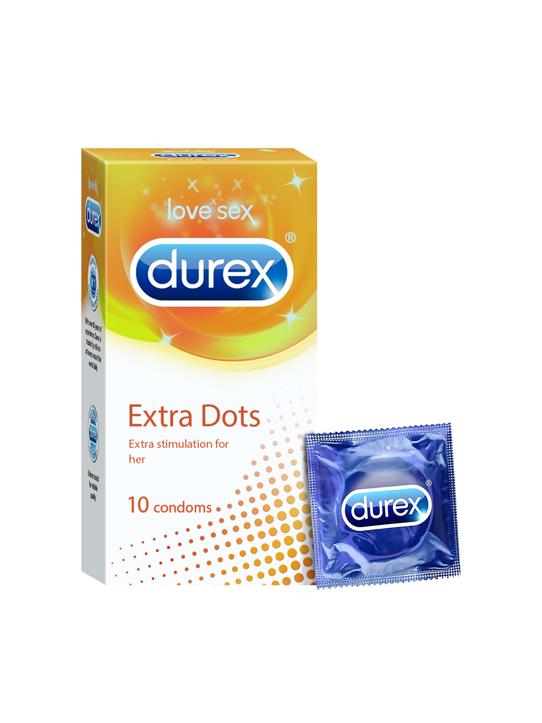 

Durex Pack of 10 Extra Dots Lubricated Condoms, Yellow