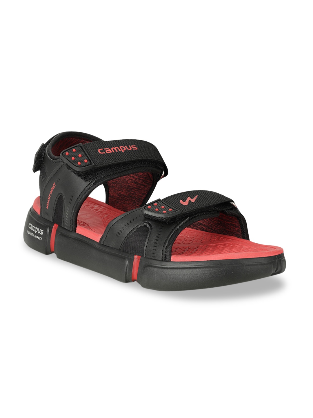 

Campus Men Black & Red Solid Sports Sandals
