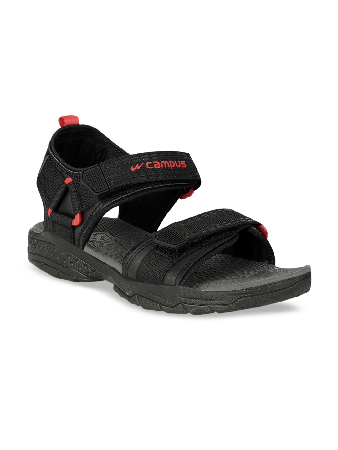 

Campus Men Black & Red Solid Sports Sandals