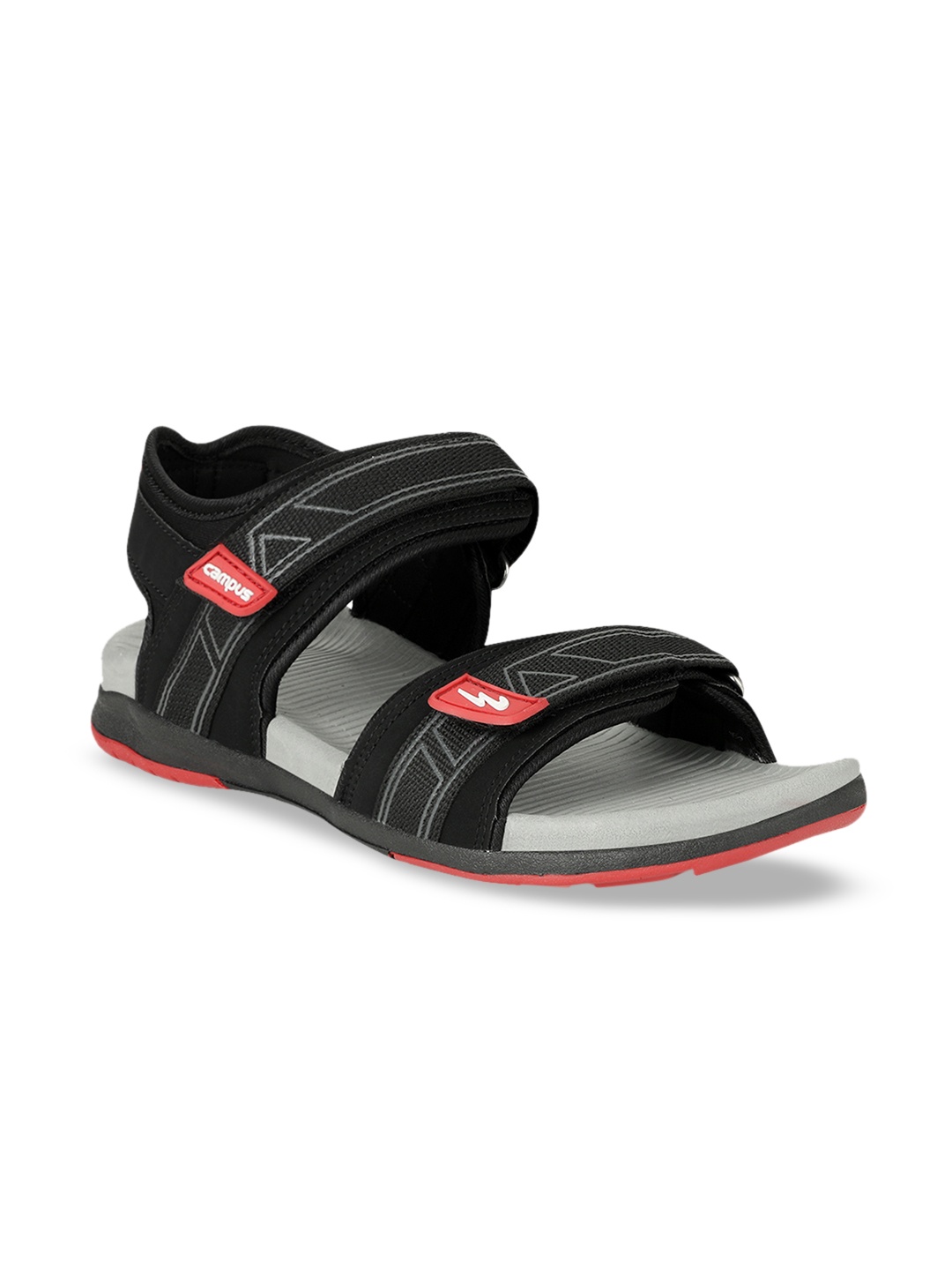 

Campus Men Black & Red Patterned Sports Sandals
