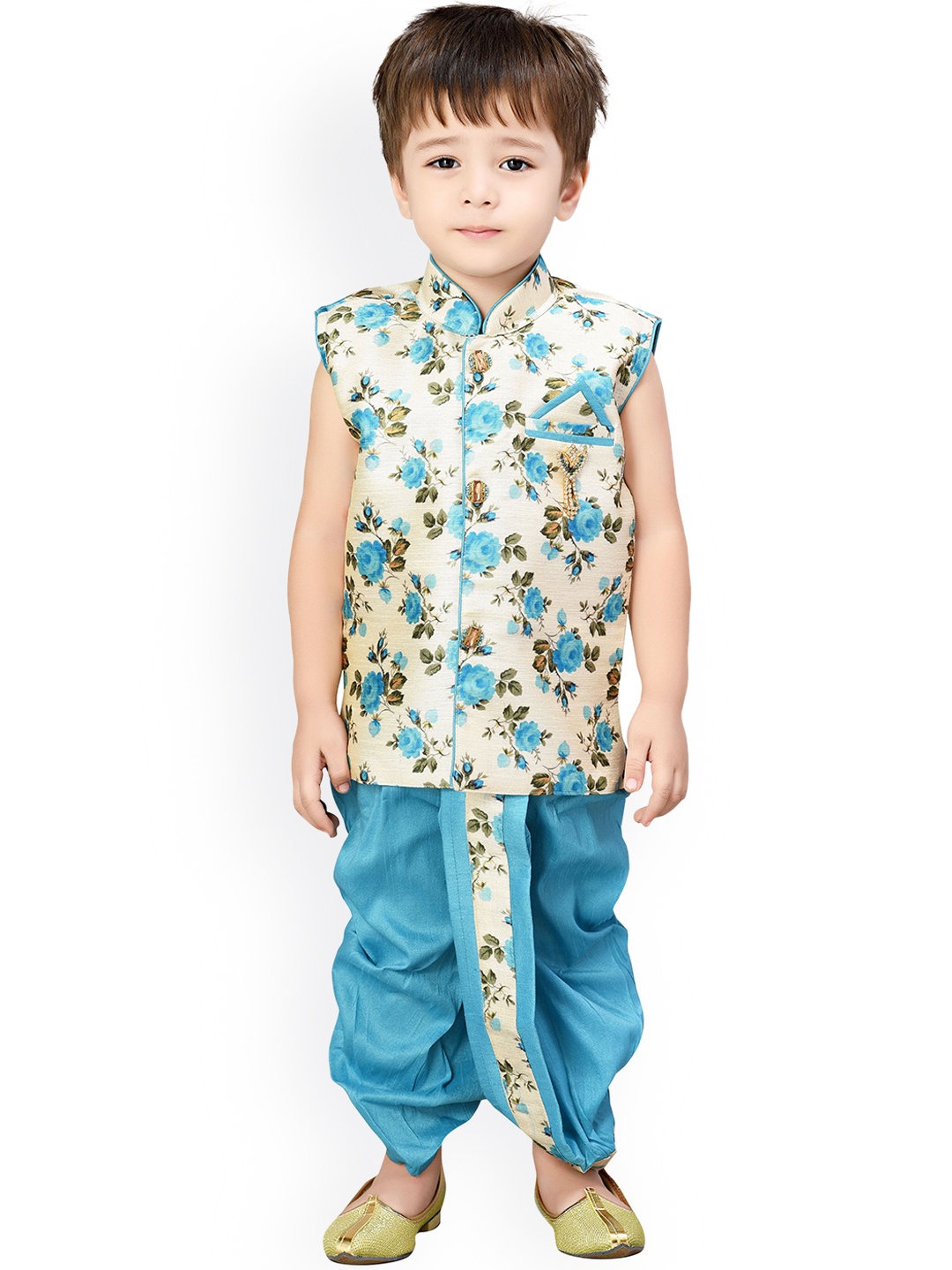 

Jeetethnics Boys Blue & Off-White Printed Kurta with Dhoti Pants