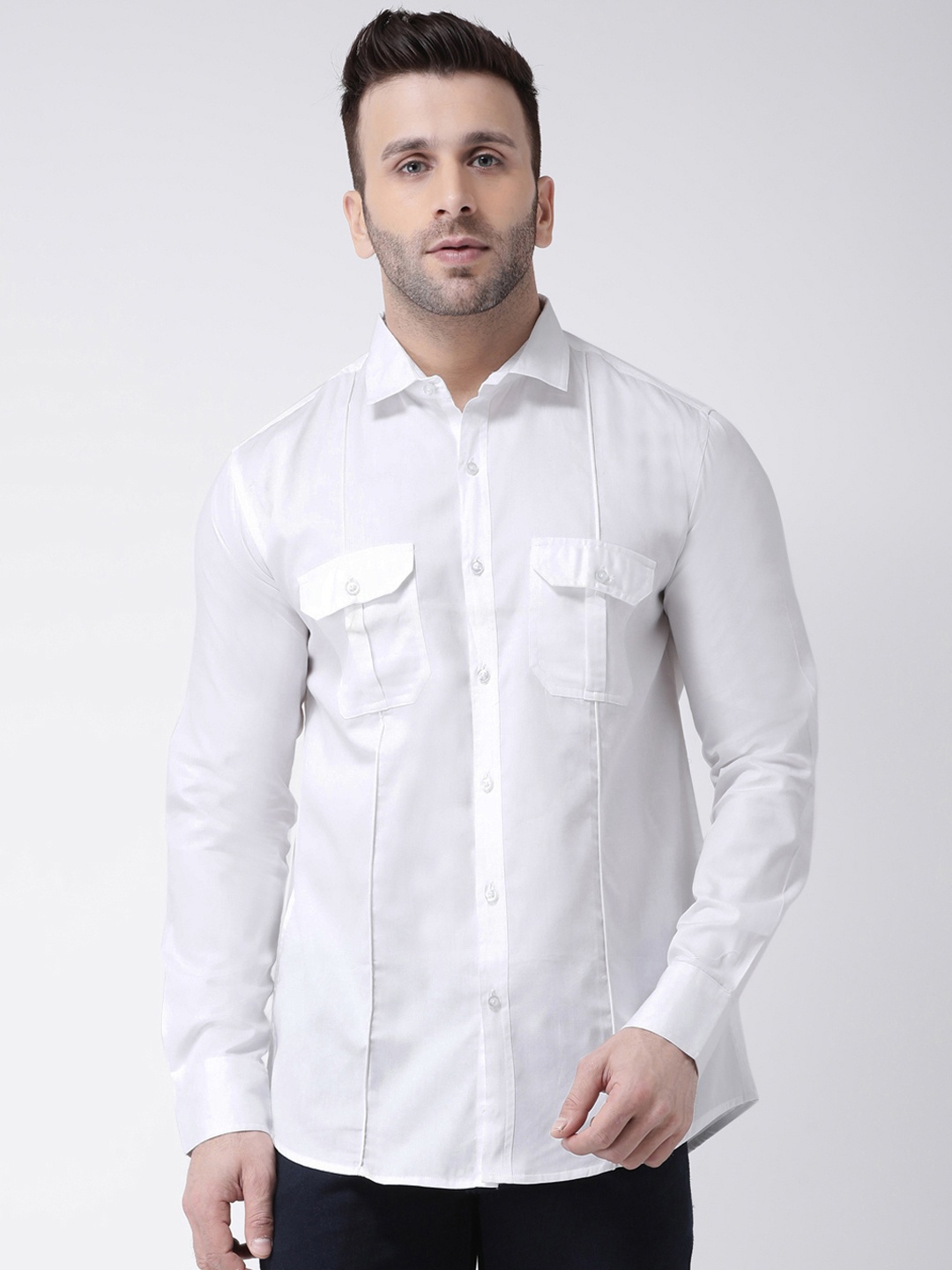 

Hangup Men White Smart Slim Fit Solid Casual Shirt