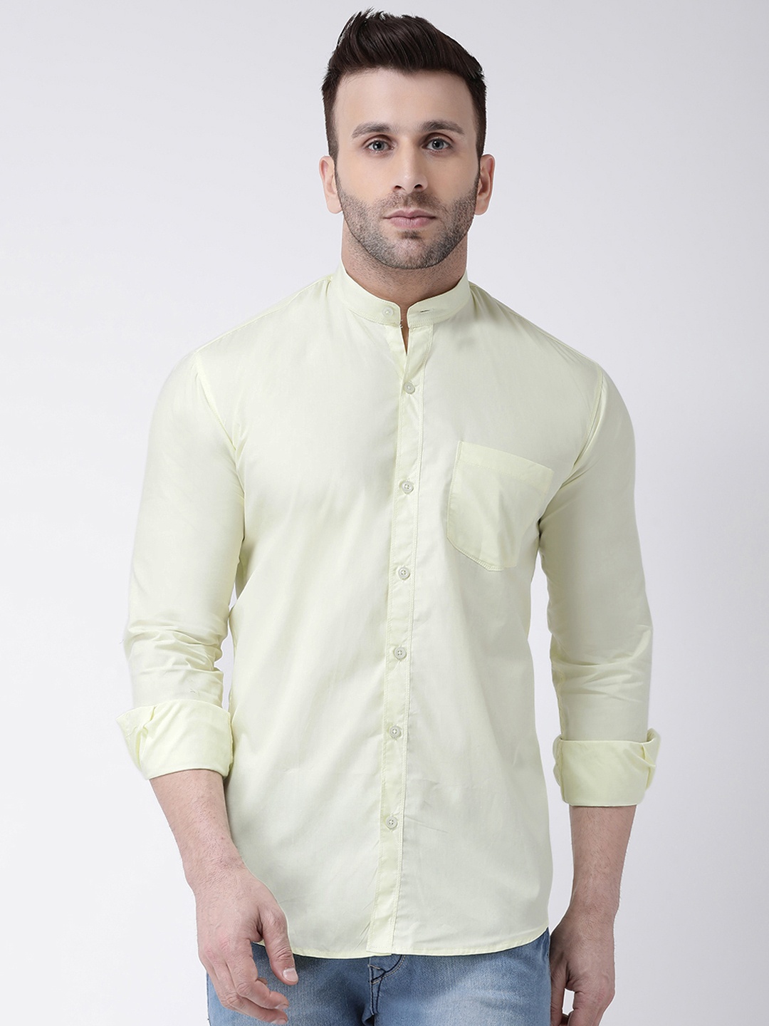 

Hangup Men Yellow Smart Slim Fit Solid Casual Shirt