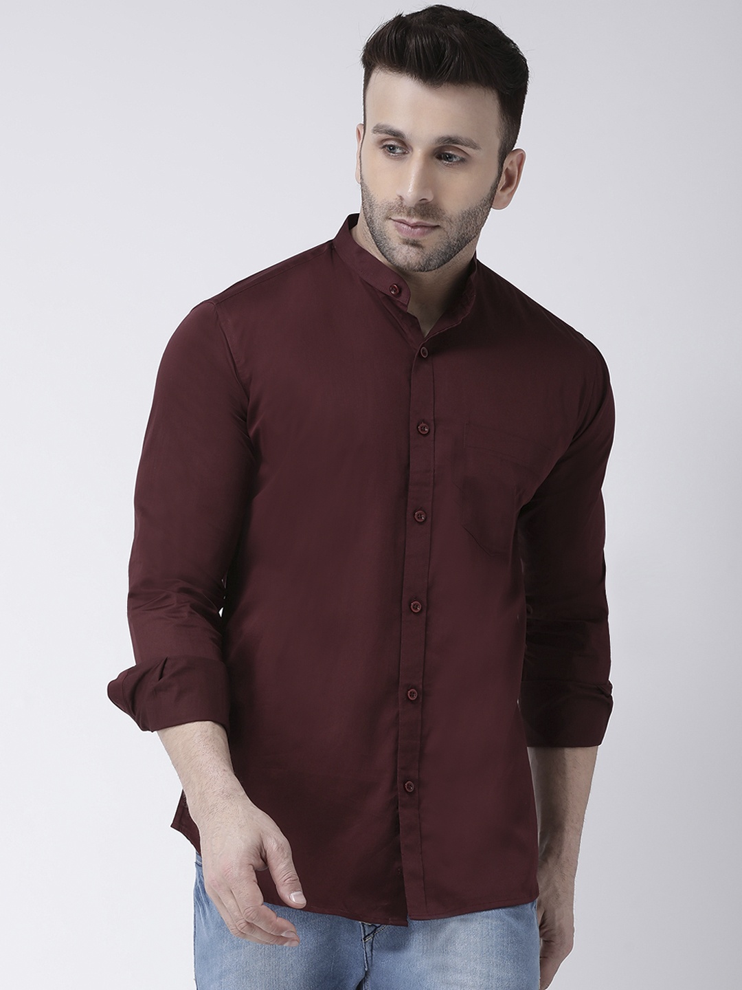 

Hangup Men Maroon Smart Slim Fit Solid Casual Shirt