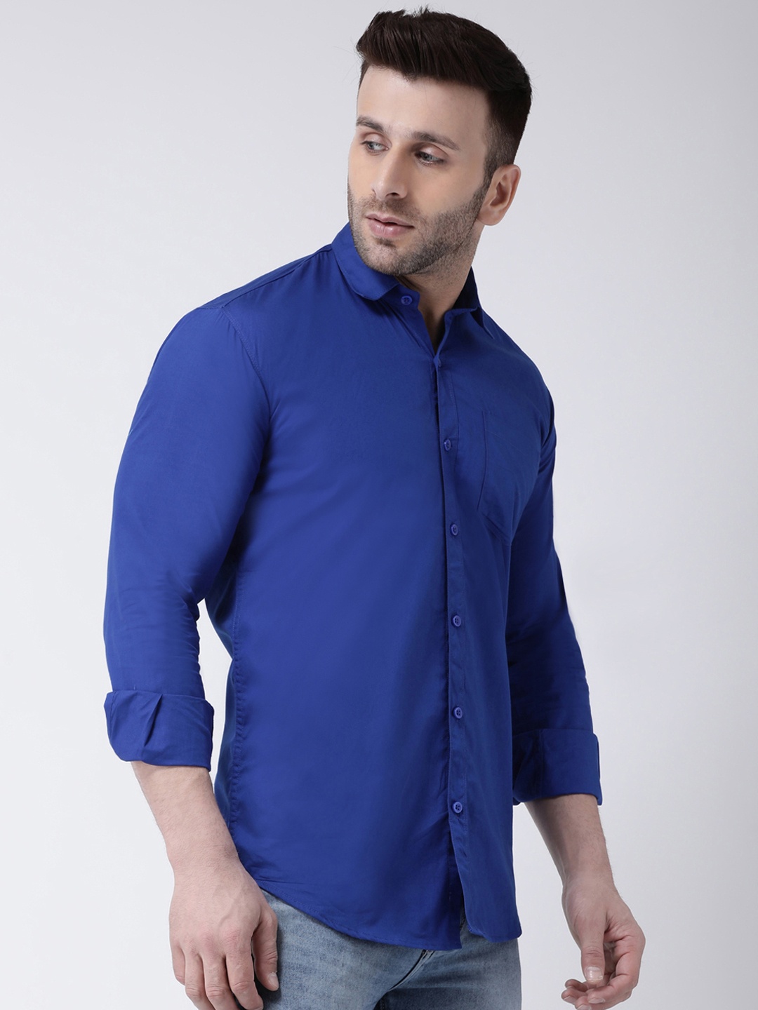 

Hangup Men Blue Smart Slim Fit Solid Casual Shirt