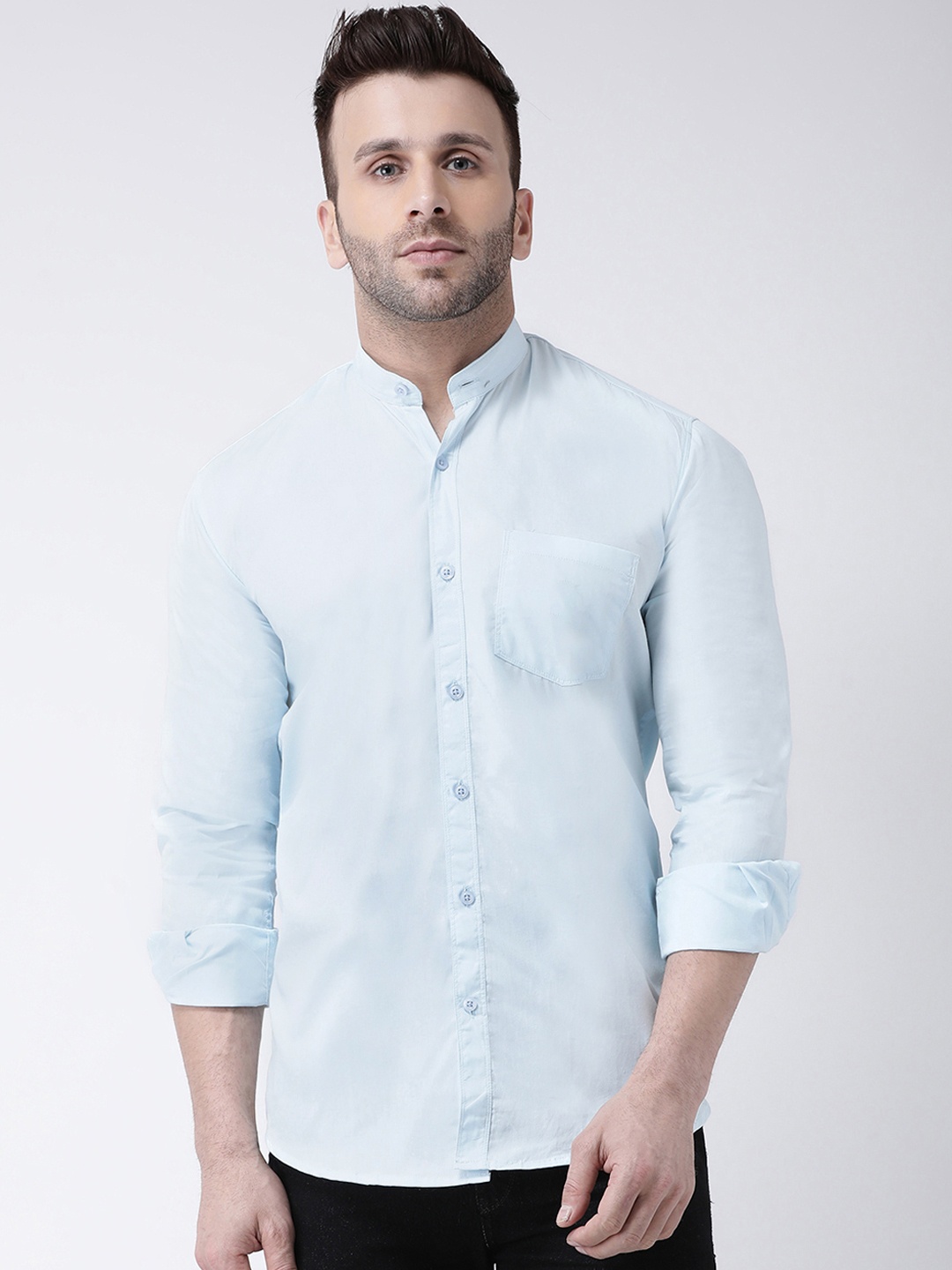 

Hangup Men Light Blue Smart Slim Fit Solid Casual Shirt