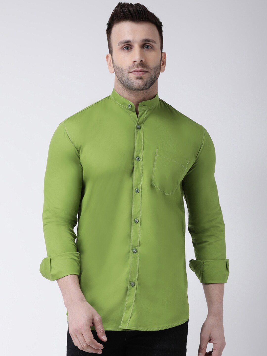

Hangup Men Green Smart Slim Fit Solid Casual Shirt