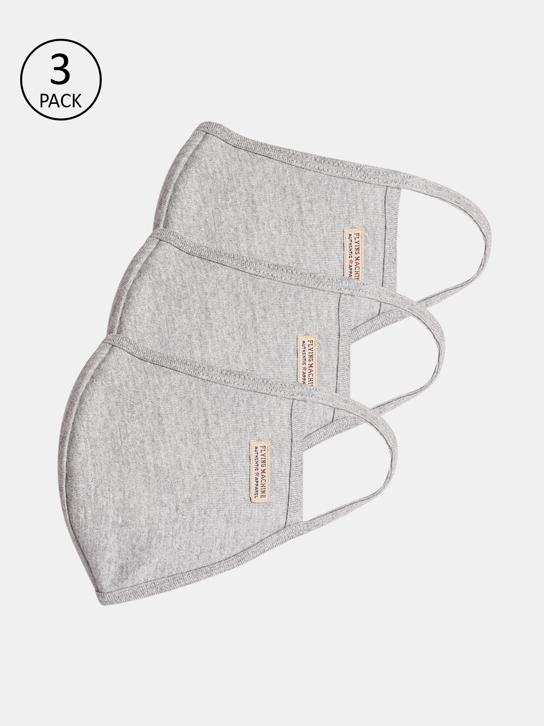

Flying Machine Adults Grey Melange Pack of 3 Reusable 3-Layer Protective Outdoor Masks